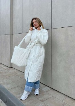 Пальто стёганое женское с сумкой в комплекте