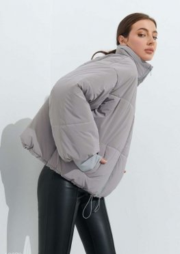 Стеганая куртка oversize серого цвета