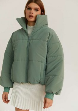 Стеганая куртка oversize фисташкового цвета