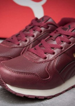 Кроссовки мужские в стиле Puma  Runner, бордовые (11943),  [  43 44 46  ]