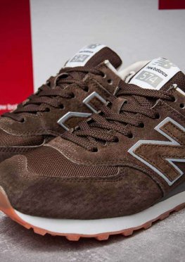 Кроссовки мужские в стиле New Balance 574, коричневые (12605),  [  44 (последняя пара)  ]