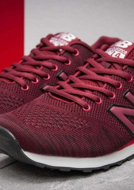 Кроссовки мужские в стиле New Balance 574, бордовые (13111),  [  44 (последняя пара)  ]