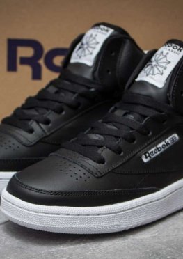 Кроссовки мужские в стиле Reebok  Club C 85 Face, черные (14245),  [  44 45  ]