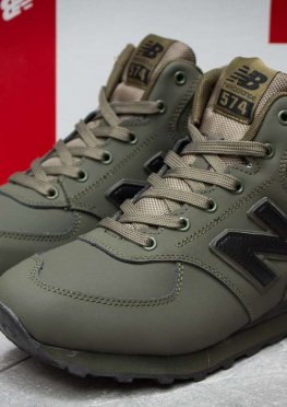 Зимние кроссовки в стиле New Balance 574, зеленые (30134),  [  41 43 45  ]