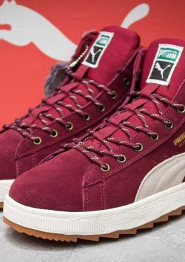 Зимние кроссовки в стиле Puma Suede, бордовые (30163),  [  42 43 44 45  ]