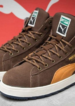 Зимние кроссовки в стиле Puma Suede, коричневые (30164),  [  41 42 43 44 45  ]