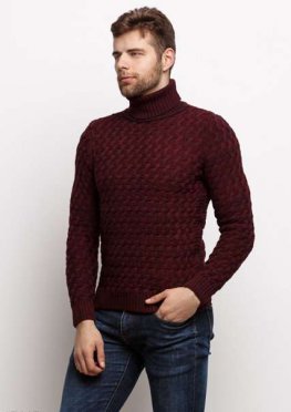 Мужской свитер 17447 бордовый