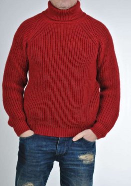 Шерстяной мужской свитер с высоким горлом Франческо красный