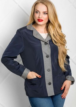 Ветровка-пиджак женская комбинированного покроя синяя