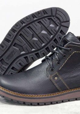 Зимние классические мужские ботинки из натуральной кожи флотар черного цвета