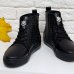 Эксклюзивные Высокие кеды на шнуровке из натуральной стеганой кожи черного цвета (sn-Б43002)