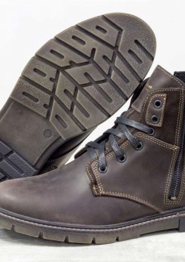 Зимние классические мужские ботинки из натуральной матовой кожи коричневого цвета