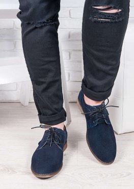 Мужские замшевые туфли т. синие